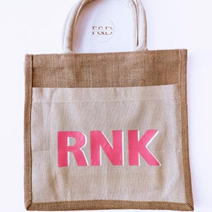 Personalized Bridal Gift Tote,Shadow Monogram Beach Jute Bag,Bridesmaid Gift,Bridal Party Bag,Custom Jute Tote Bag