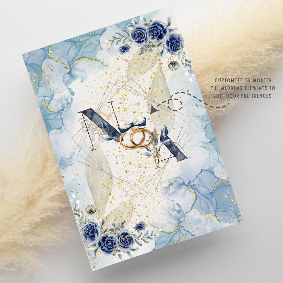 Canva/editable Nikah Invitation Card Muslim Wedding With Royal Gold