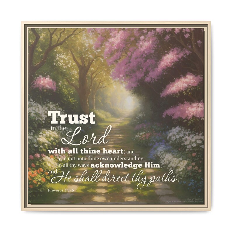 Proverb Frame Proverbs 3:5-6 KJV Scripture Wall Art, Framed Floral Canvas, Christian ...
