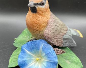 Vintage Lenox Cedar Waxwing Figurine, Garden Bird Series, Original Box & COA