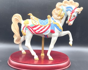 Lenox Carousel Horse Figurine, "Pride of America", 24K Gold Accents, Box & COA