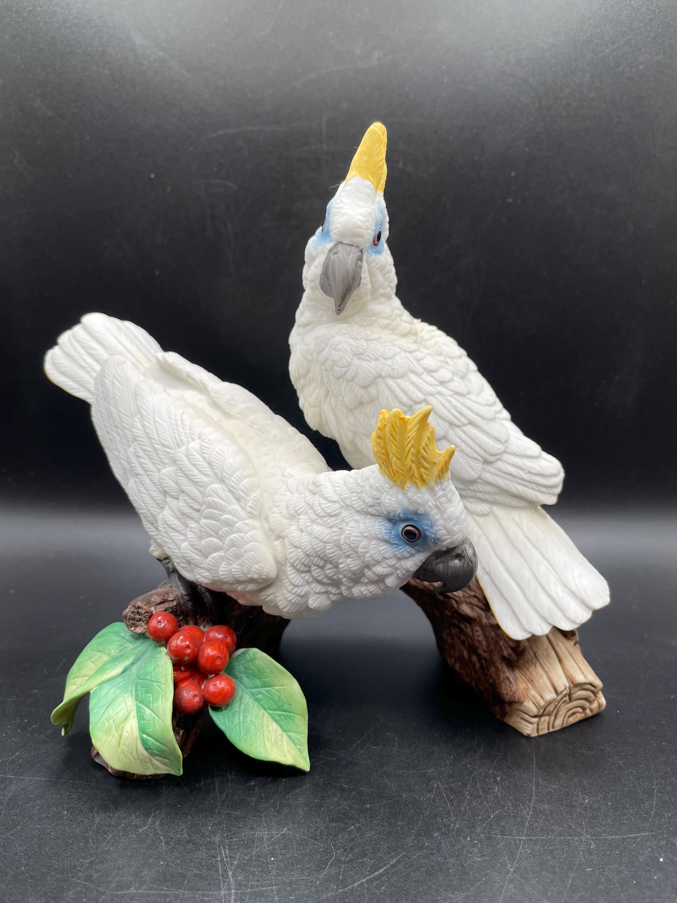 Vintage Andrea by Sadek Blue-eyed Cockatoos Figurine, #7948