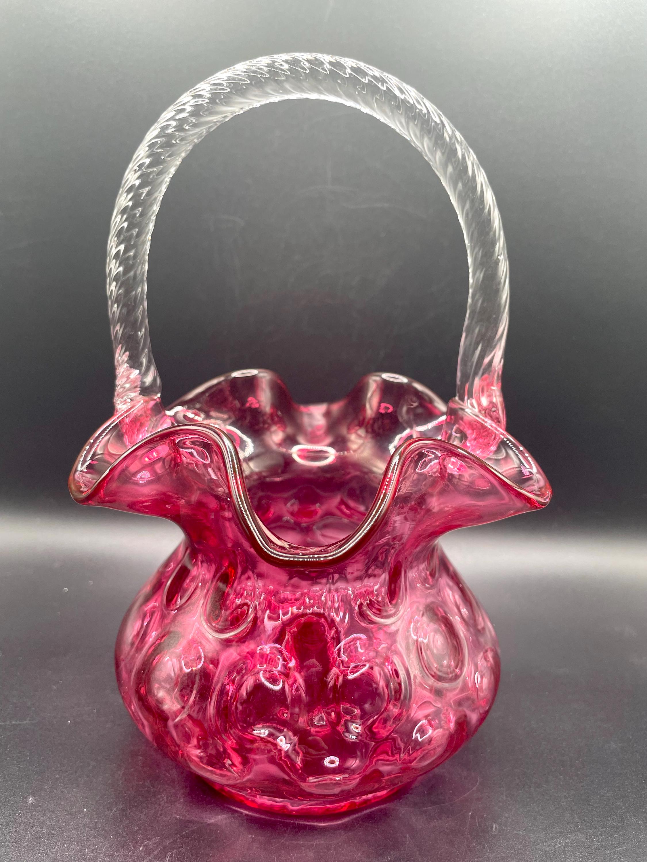 フェントン　ミニバスケット　アメリカ　ヴィンテージ　アンティーク Fenton glass basket - Etsy 日本