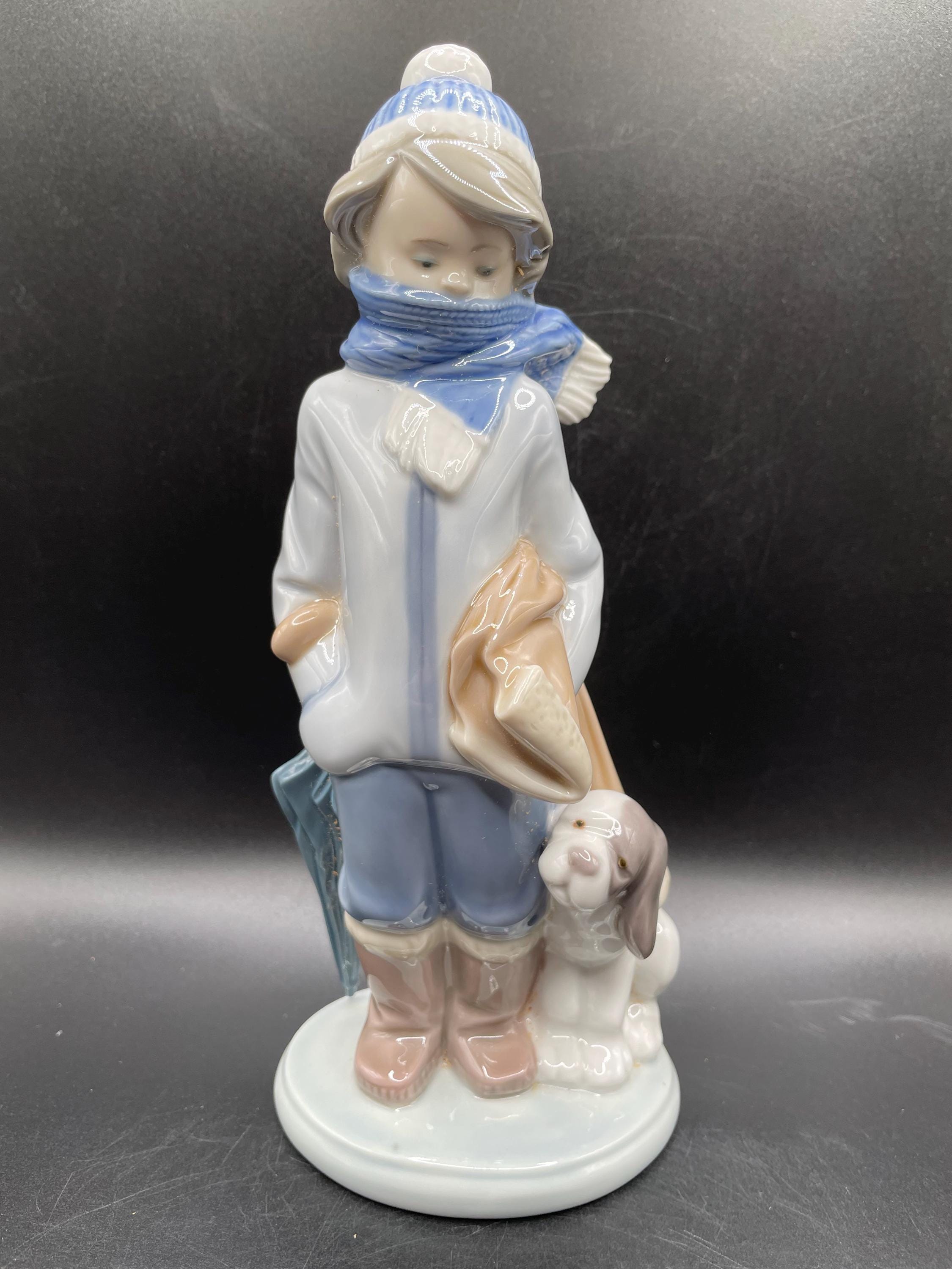 Lladro Winter Boy With Dog Figurine - Etsy