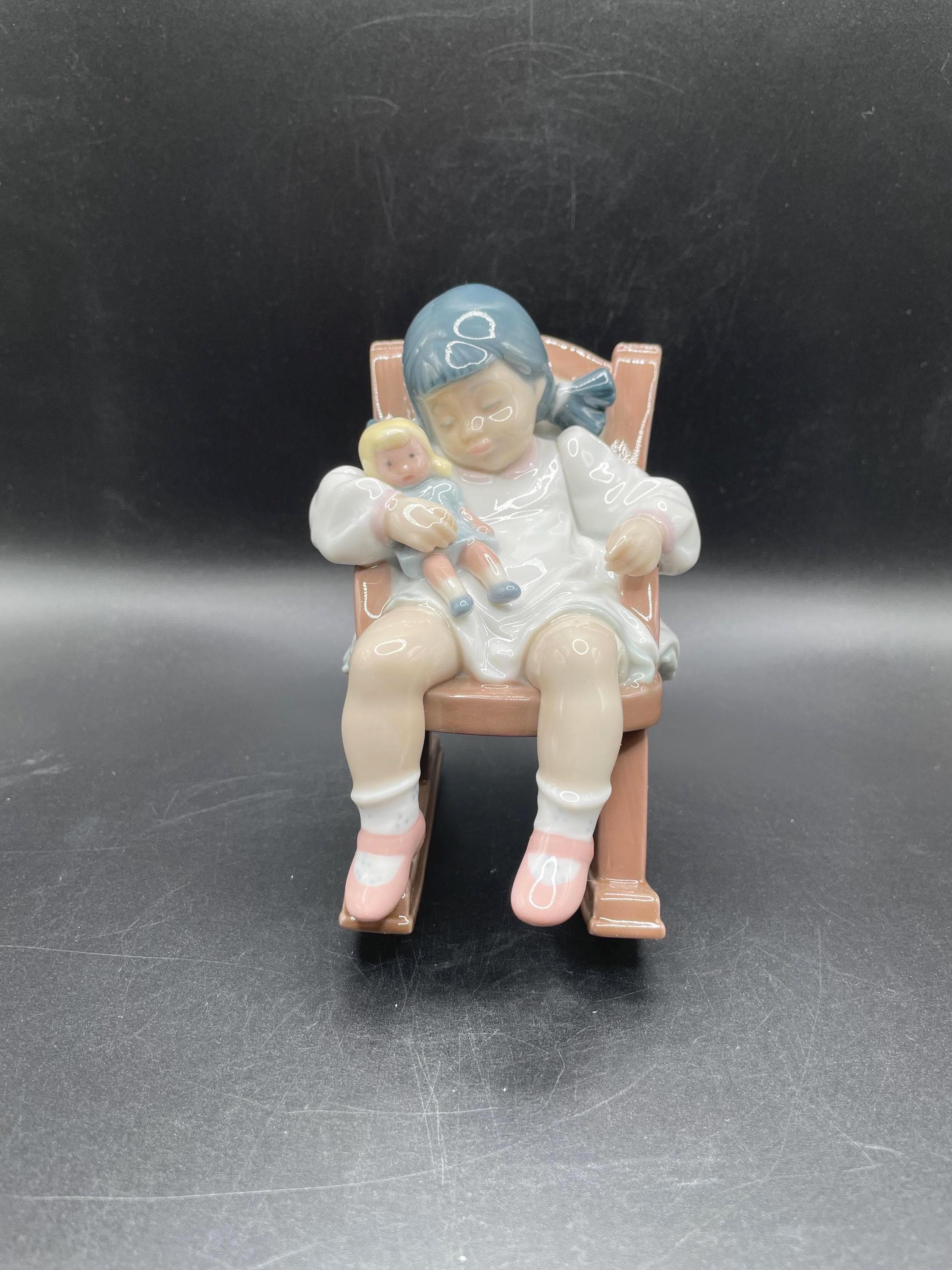 cute❤️リヤドロおひるね　5448 Girl In Rocking Chair Lladro Little Girl on Rocking Chair - Etsy