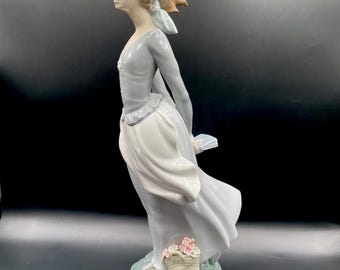 Lladro Figurine, "Sea Breeze", #4922, Retired, Girl in Wind Swept Dress