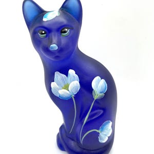 Fenton Blue Satin Cat - Etsy