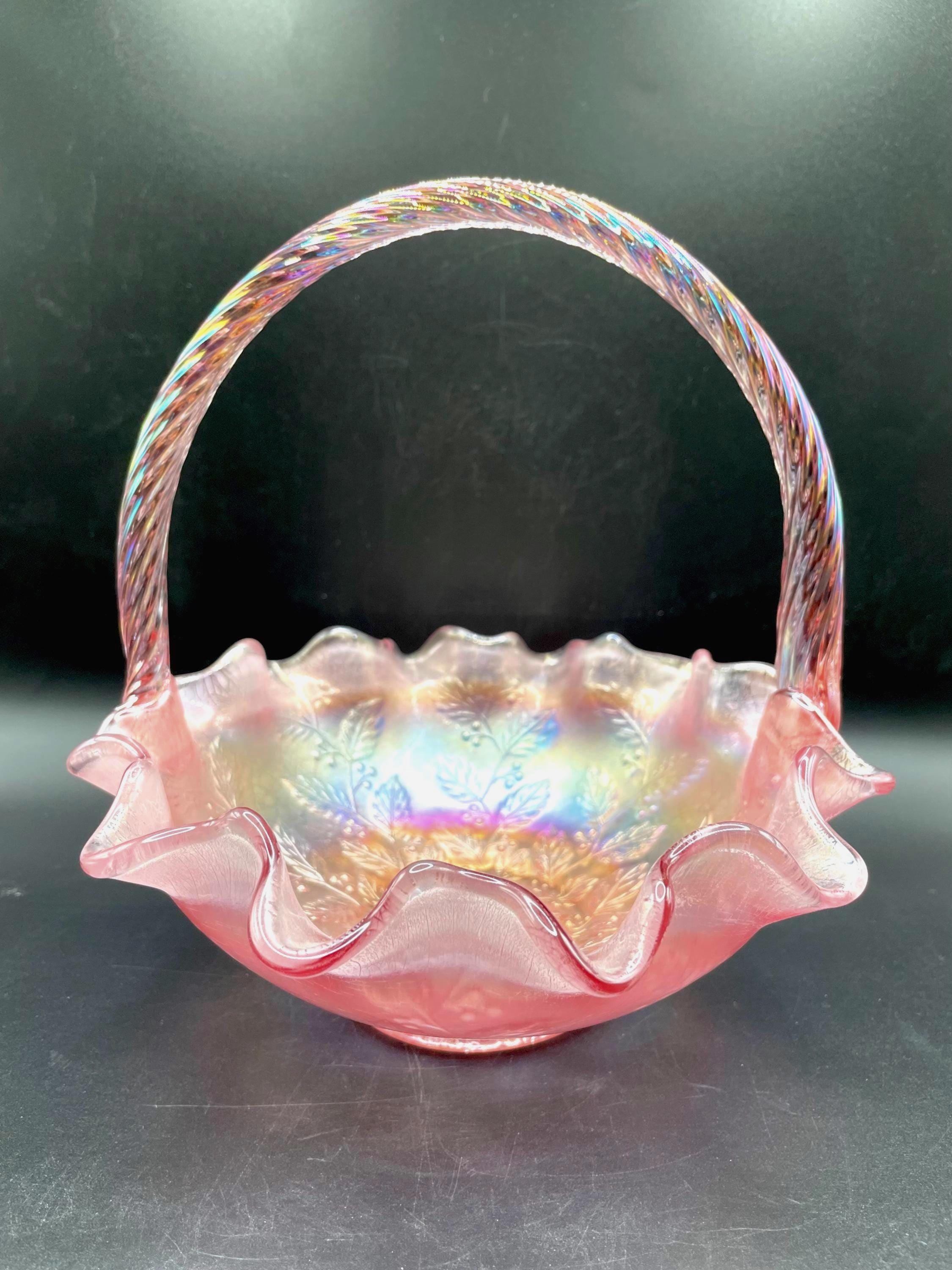 希少！フェントン ピンク色クレストバスケット アンティークfenton アメリカ Fenton Iridescent Basket - Etsy - Page 3