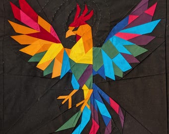 Rainbow Phoenix FPP Quilt Pattern: 15in Mini Quilt (PDF Download)