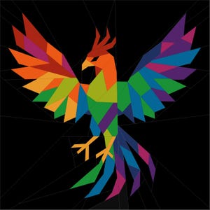 Rainbow Phoenix FPP Quilt Pattern, 15in Mini Quilt, FPP Quilt Pattern