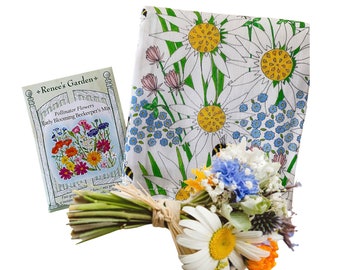 Wildflower Tea Towel and Seeds Gift Bundle