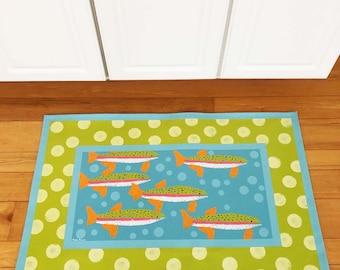 Swimming Trout Floorcloth Rug