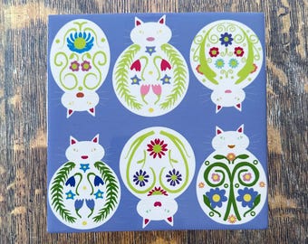 Cats and Flowers Trivet