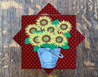 Sunflowers in Pail Drink Coaster
