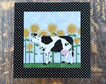 Milk Cow in Sunflowers Trivet