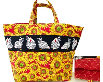 Chickens and Sunflowers Tote