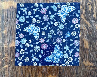 Block Butterflies and Flowers Trivet