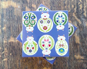 Cats and Flowers Drink Coaster