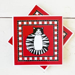 Striped Cat Ceramic Drink Coaster
