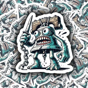 LIBERTY BELL MONSTER Vinyl Sticker for Laptop Water Bottle Skateboard Journal Quirky Gift for Art Lovers Weirdos Hybrid Monsters