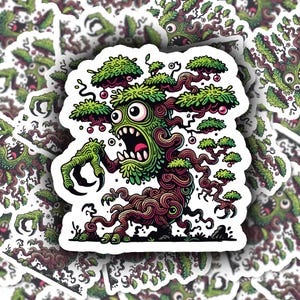 BONSAI MONSTER Vinyl Sticker for Laptop Water Bottle Skateboard Journal Quirky Gift for Art Lovers Weirdos Hybrid Monsters