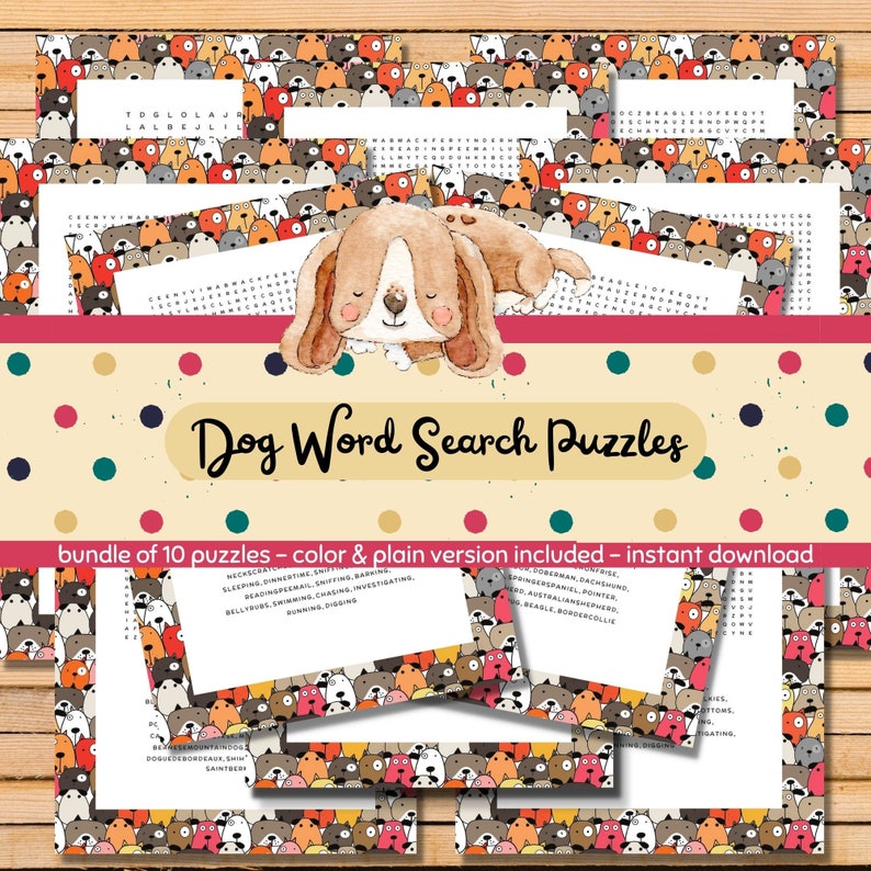 10 Fun DogThemed Word Search Printable Sheets Activity Pack Etsy.de