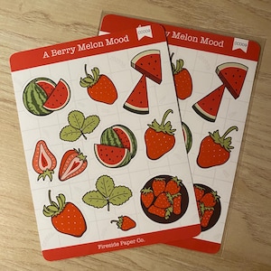 Summer Stickers | Fruit Stickers | Cute Stickers | A Berry Melon Mood Sheet | Journal Stickers