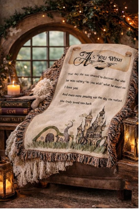 As You Wish Blanket, Princess Bride Gift, Romantic Fantasy Throw, Cottagecore Blanket, Wedding Gift, Anniversary Gift, Movie Quote Blanket