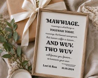 Princess Bride Wedding Guest Book Alternative, Mawwage Print, Funny Wedding Decor, Clergyman Print, Unique Bridal Gift, Unframed