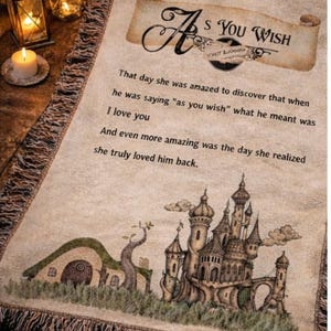 As You Wish Blanket, Princess Bride Gift, Romantic Fantasy Throw, Cottagecore Blanket, Wedding Gift, Anniversary Gift, Movie Quote Blanket image 5