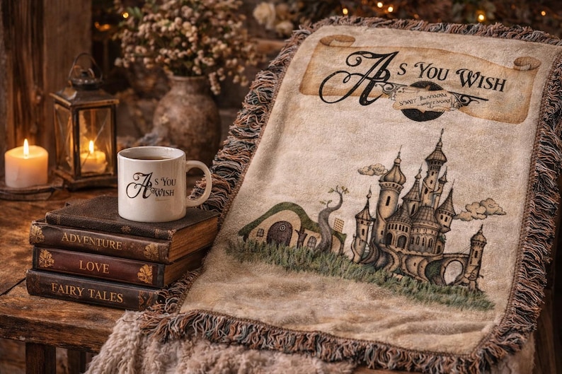 As You Wish Blanket, Princess Bride Gift, Romantic Fantasy Throw, Cottagecore Blanket, Wedding Gift, Anniversary Gift, Movie Quote Blanket image 2
