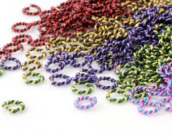 2 Color Twisted Enameled Copper Jumprings - Size Medium 5mm ID - 1/4 ounce