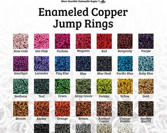 16-Gauge AWG Enameled Copper Jump Rings - 1 Ounce - Pick your color and size!