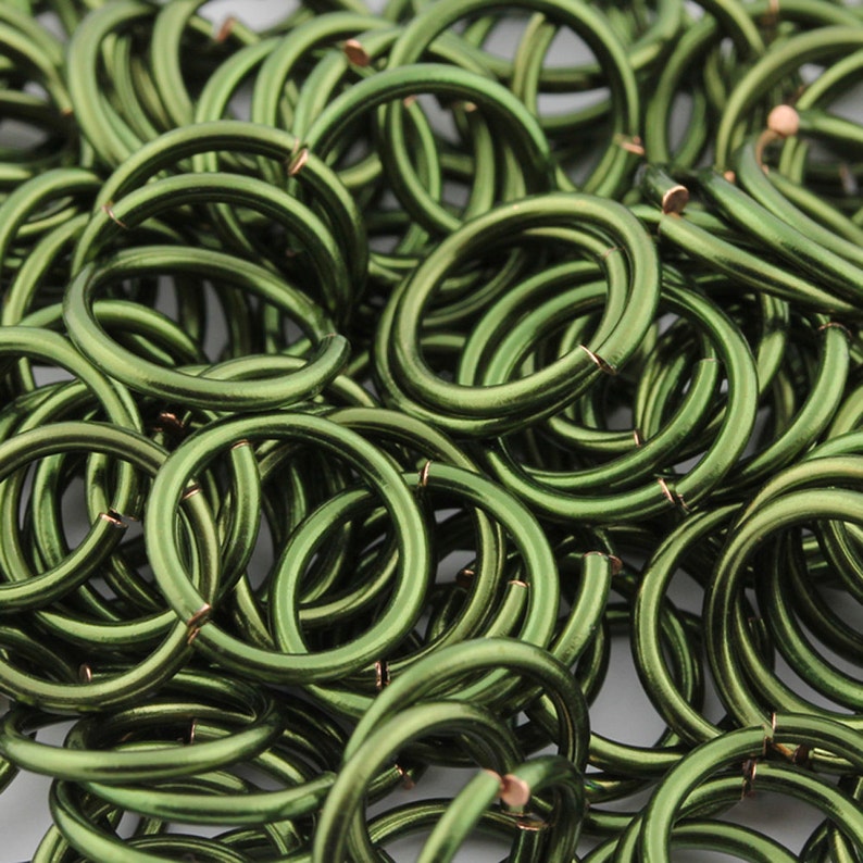 JUMP RINGS 20g AWG Army Green Enameled Copper Jumprings 1 Ounce Pick Your Size image 1