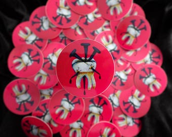 Tooth and Nail stickers - round vinyl sticker