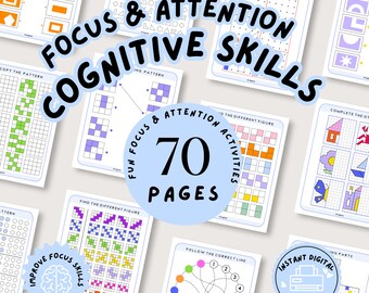 Focus & Attention Worksheets for Kids, 70 Printable Cognitive Skills and Visual Perception Activities