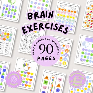 90 Pages Brain Finger Gym Worksheets, Focus Coordination Exercises (Digital Download)