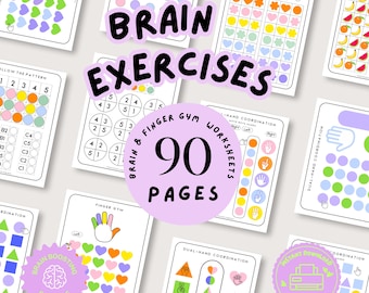 90 Pages Brain Finger Gym Worksheets, Focus Coordination Exercises (Digital Download)