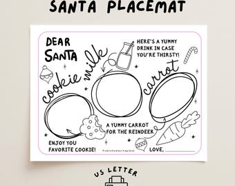 Santa Placemat for kids, Dot, to Dot, Merry Christmas Coloring Page, coquette Activity.