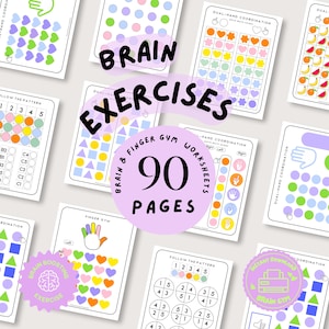 90 Pages Brain Finger Gym Worksheets, Focus Coordination Exercises (Digital Download)