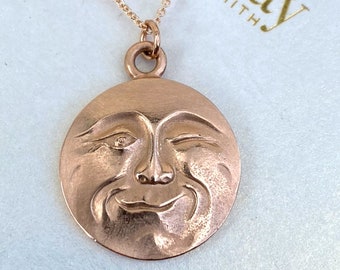 Solid gold Full Moon Necklace -  La Luna Collection