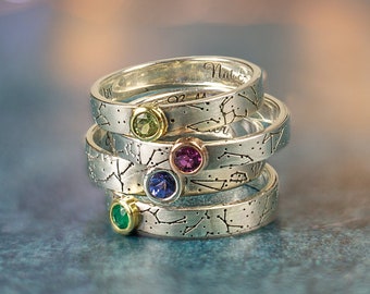 Handmade Baby Birth Rings with Birthstone