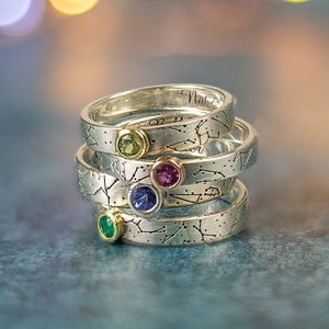 Handmade Baby Birth Rings with Birthstone image 1