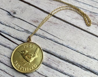 Solid Gold English Farthing Coin Necklace