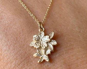 Handmade Solid Gold Cherry Blossom Pendant
