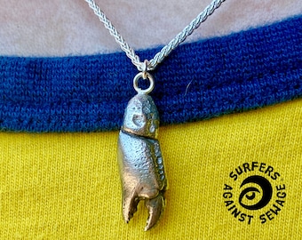 Solid Gold Tiny  Crab Claw Pendant