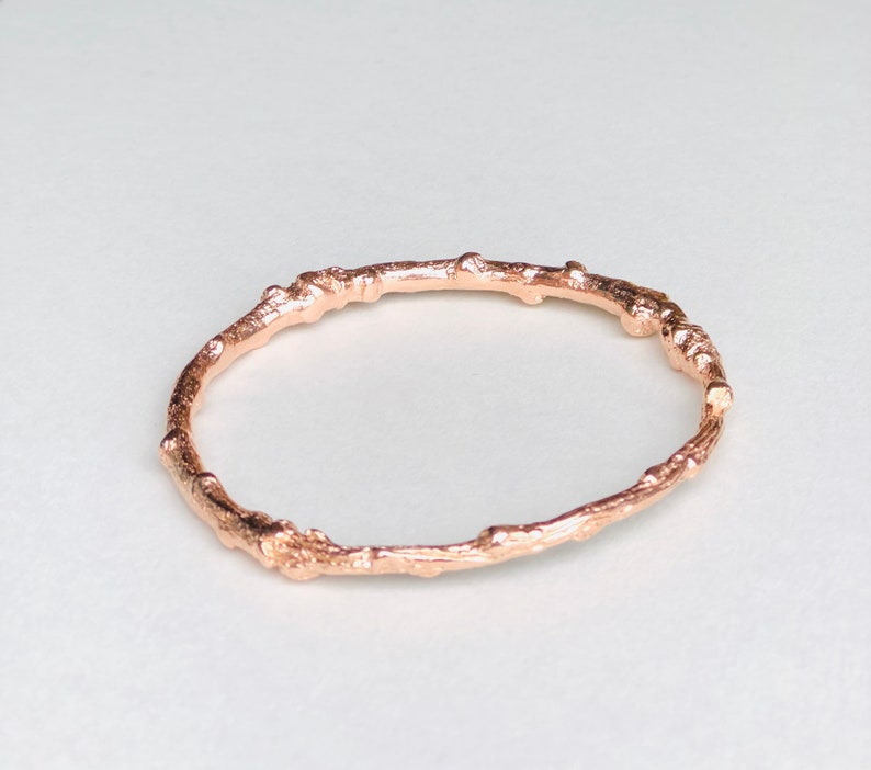 Solid Oak Twig Bracelet Solid Silver Bangle image 6