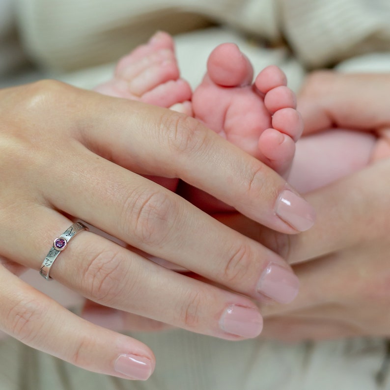 Handmade Baby Birth Rings with Birthstone image 8