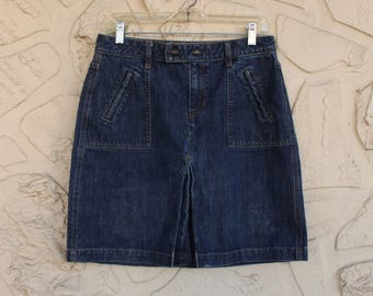 Vintage Gap Jeans Denim Skirt ~ Pockets and front pleat