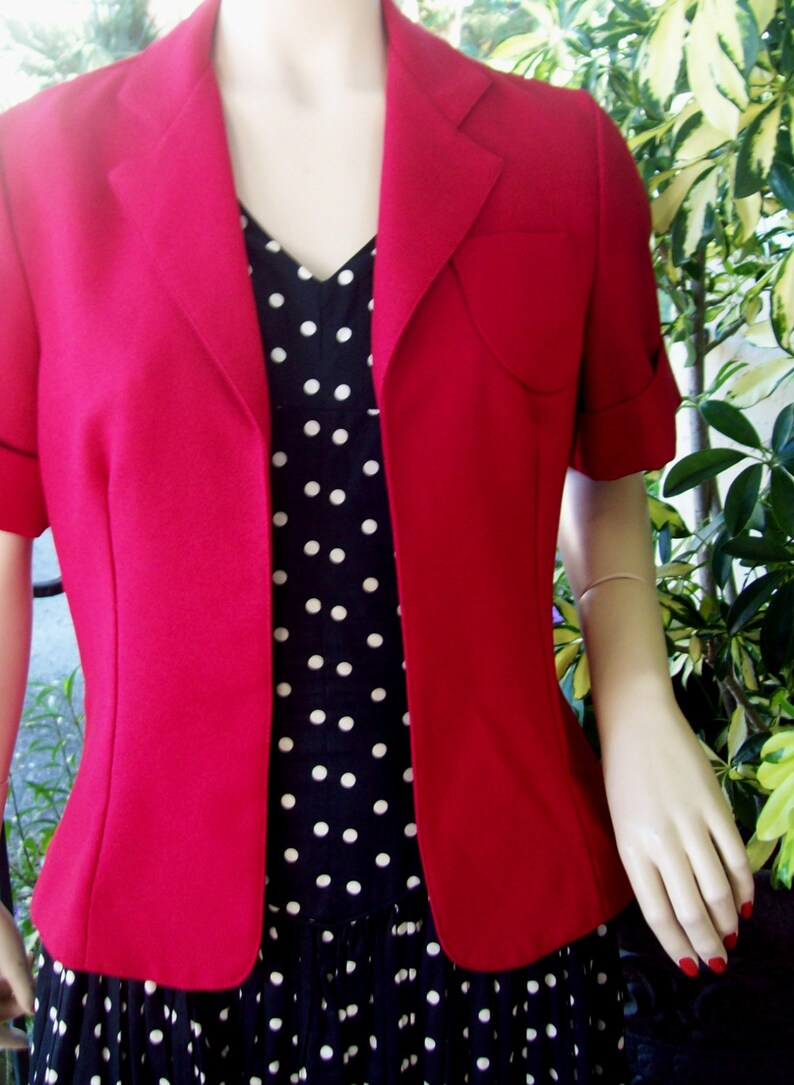 Short Sleeve with Cuffs Vintage Bolero Small Medium Vintage Red Jacket Vintage Crop Vintage 70s Red Double Knit Short Jacket